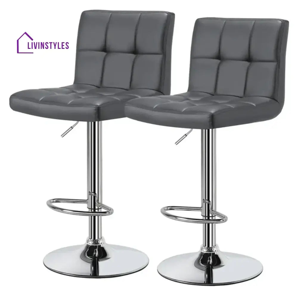 Gaurav Luxurious Leatherette Grey Bar Stool / Long Chair