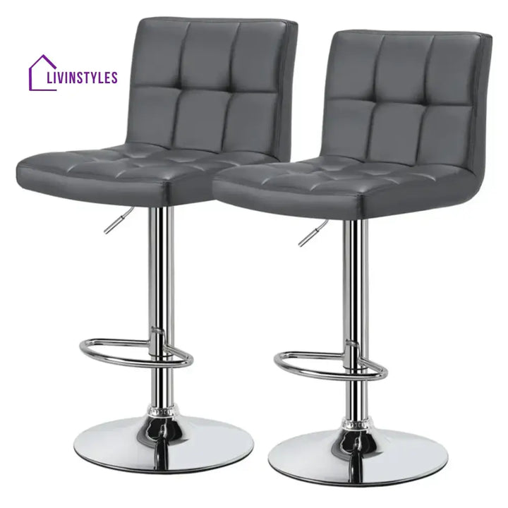 Gaurav Luxurious Leatherette Grey Bar Stool / Long Chair