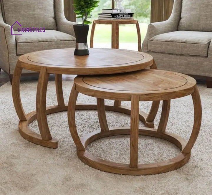 Gauri Wooden Nesting Centre Tables | Wooden Coffee Table for Living Room Coffee Table