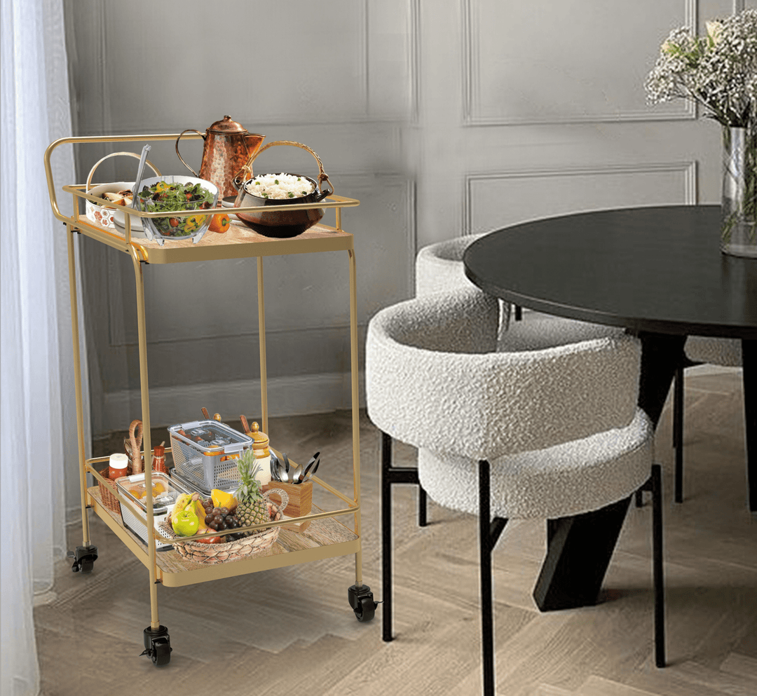 Amanda 2-Tier Wooden Shelving Serving Trolley