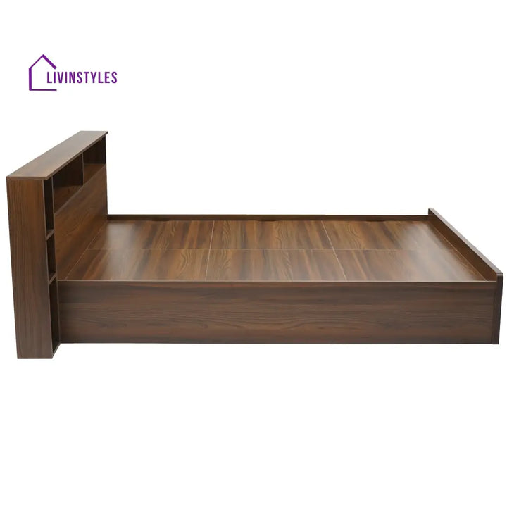 Yaroslav King Bed With Headboard & Box Storage (Classic Walnut) Home Furniture