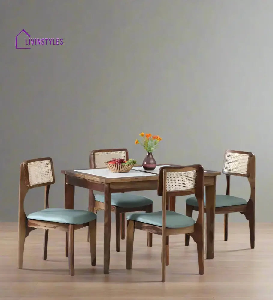 Grigoriy Sheesham Wood 4 Seater Dining Set In Teak Finish Dinning Set