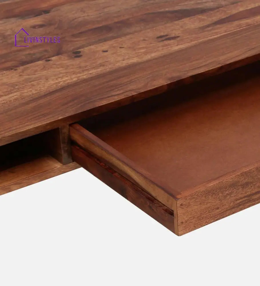 Gumina Sheesham Wood Coffee Table In Rustic Teak Finish