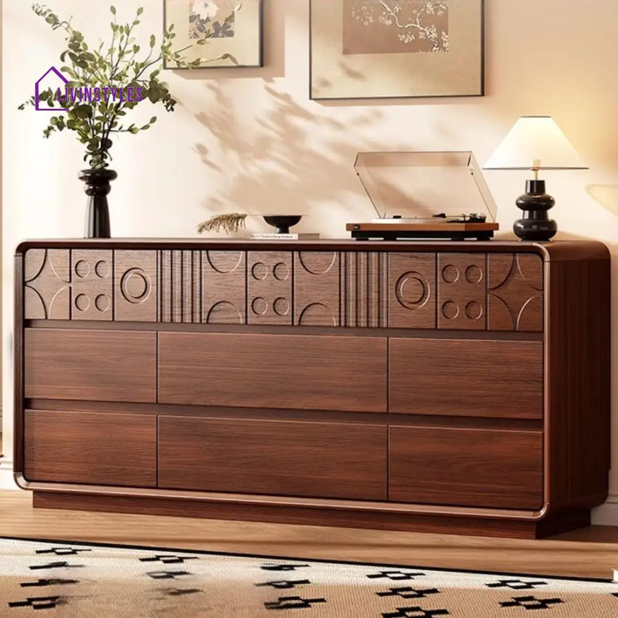Inna Solid Walnut Wood Chest of Drawer for Luxury Homes