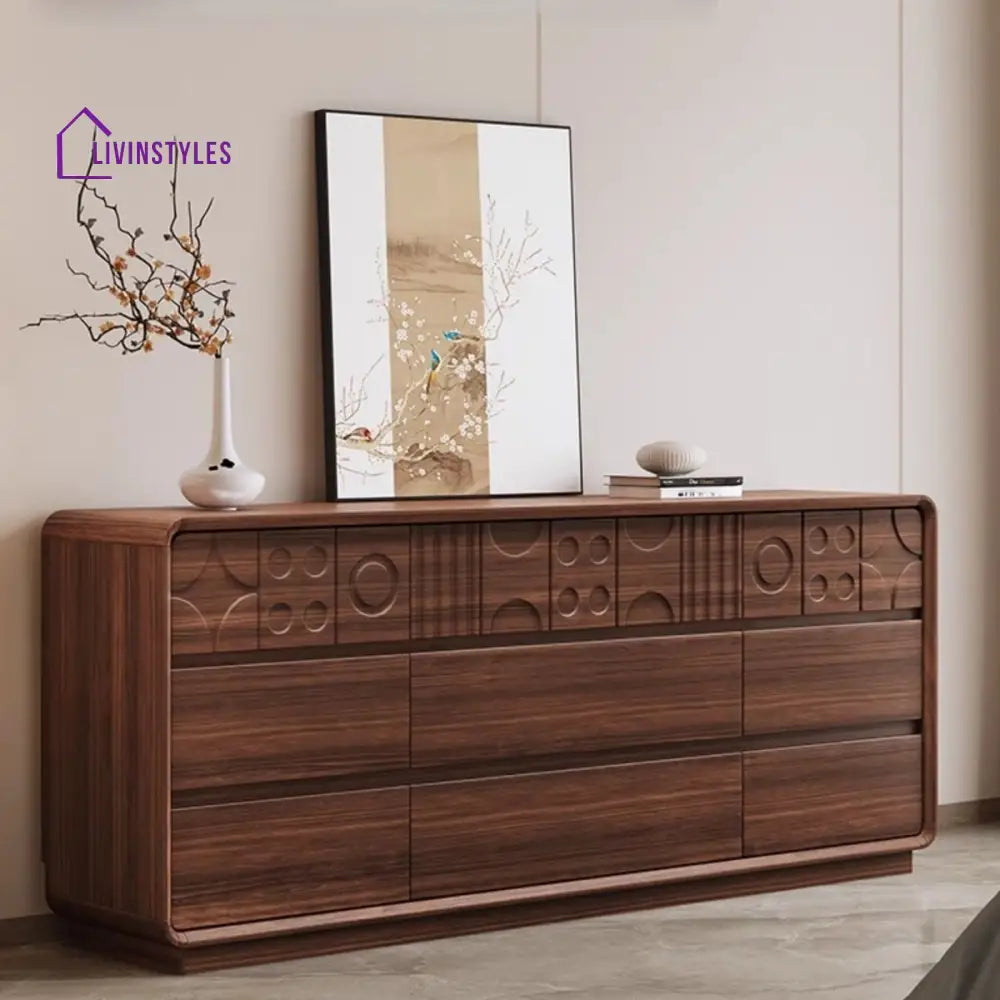 Inna Solid Walnut Wood Chest of Drawer for Luxury Homes