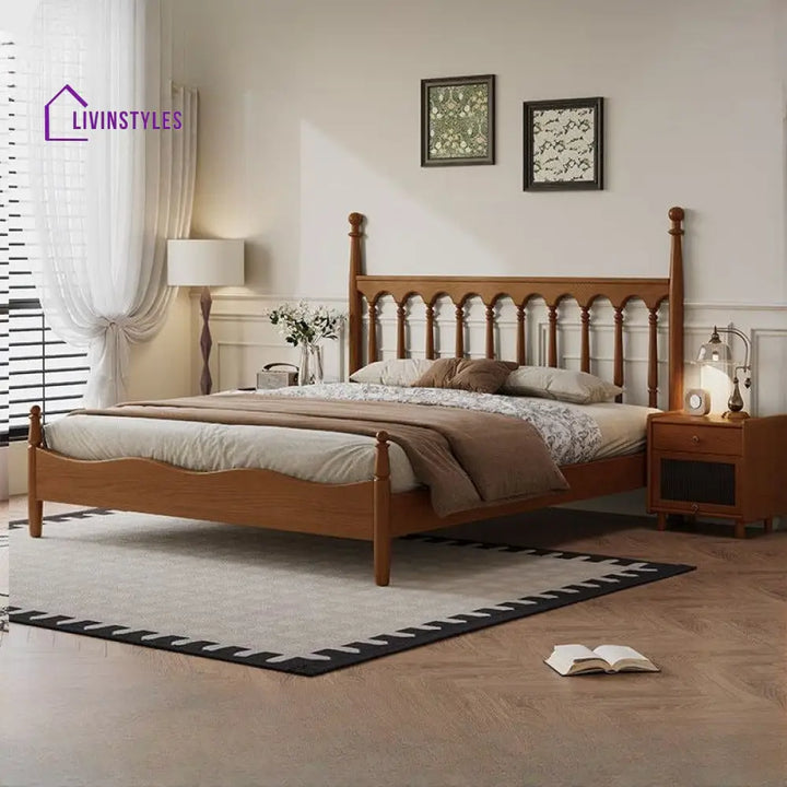 Irina Solid Walnut Wood Bed for Luxury Homes