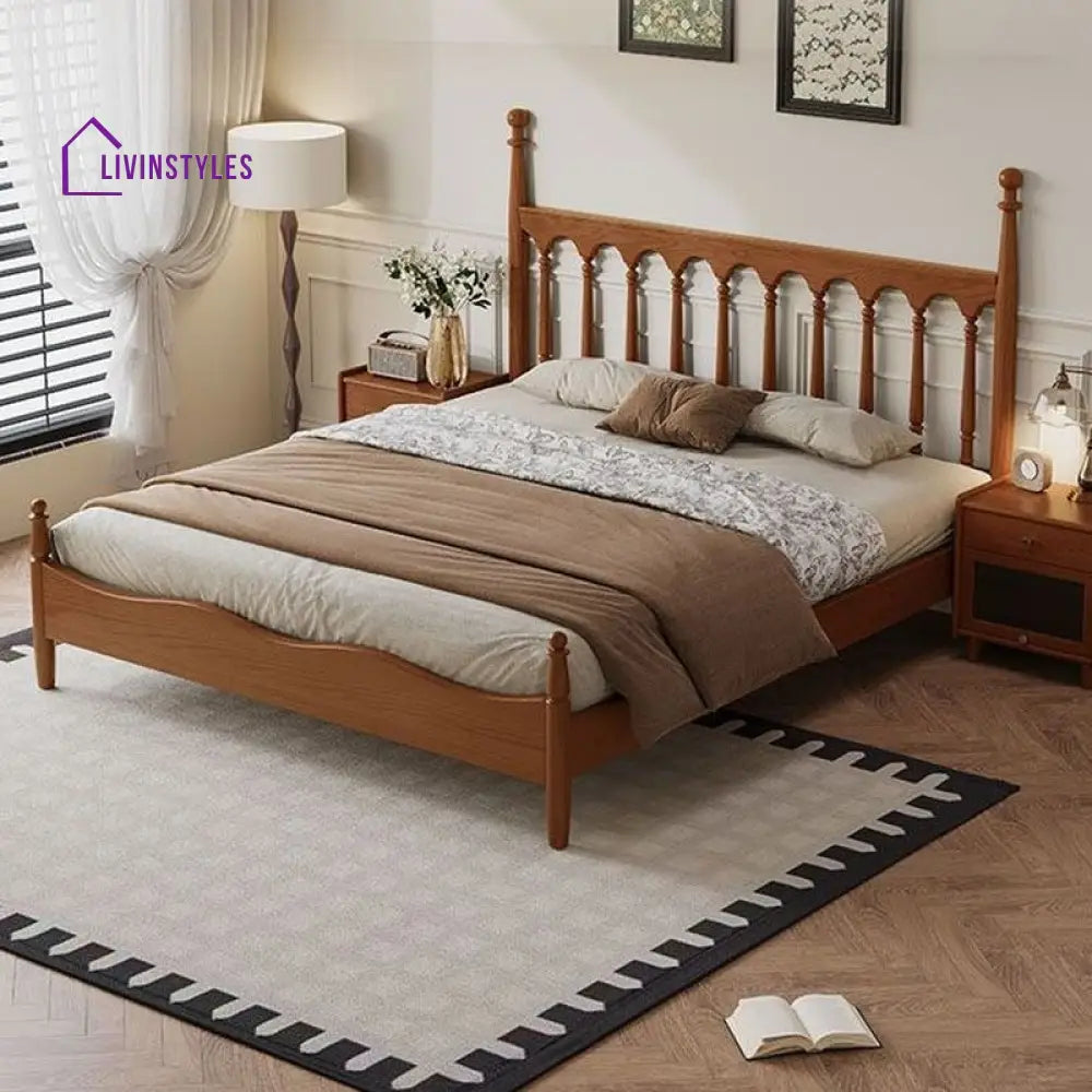 Irina Solid Walnut Wood Bed for Luxury Homes