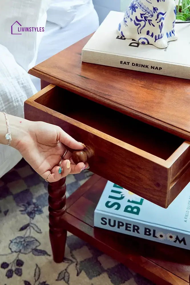 Iskra Solid Wood Side Table for Living Room