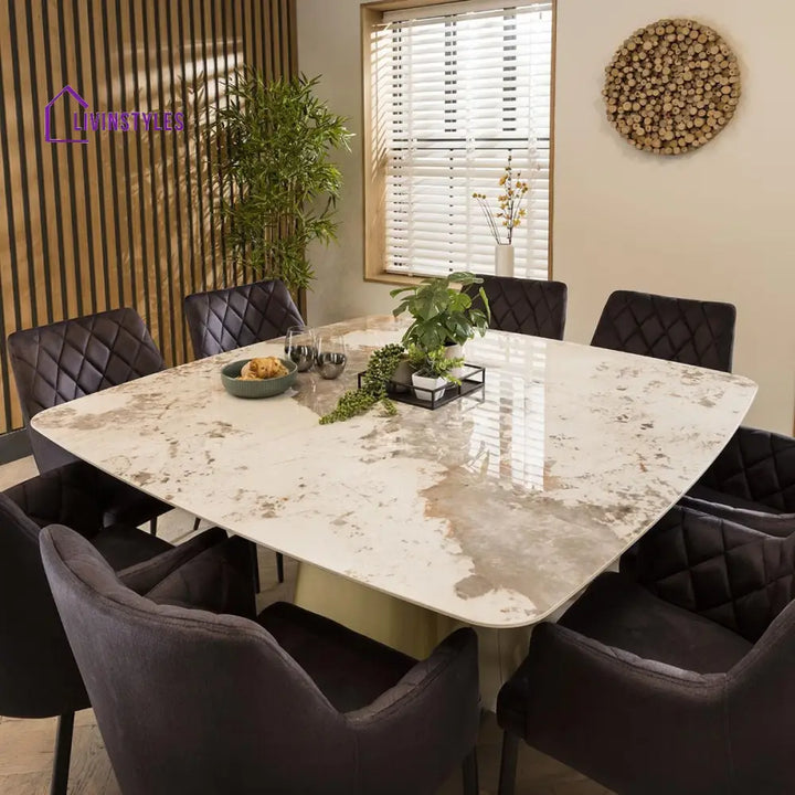 Ivanna 8 Seater Square Ceramic Dining Set Grey