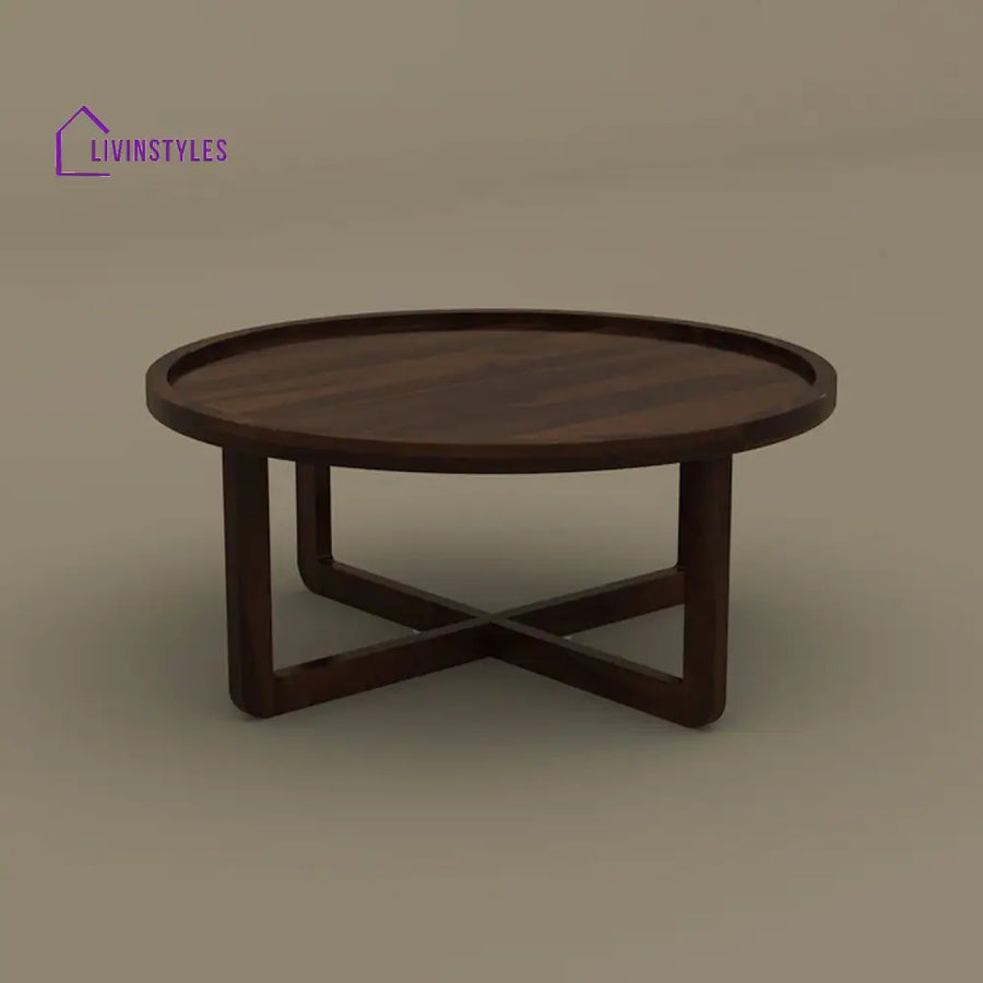 Kanak Round Coffee Table (Walnut Finish)