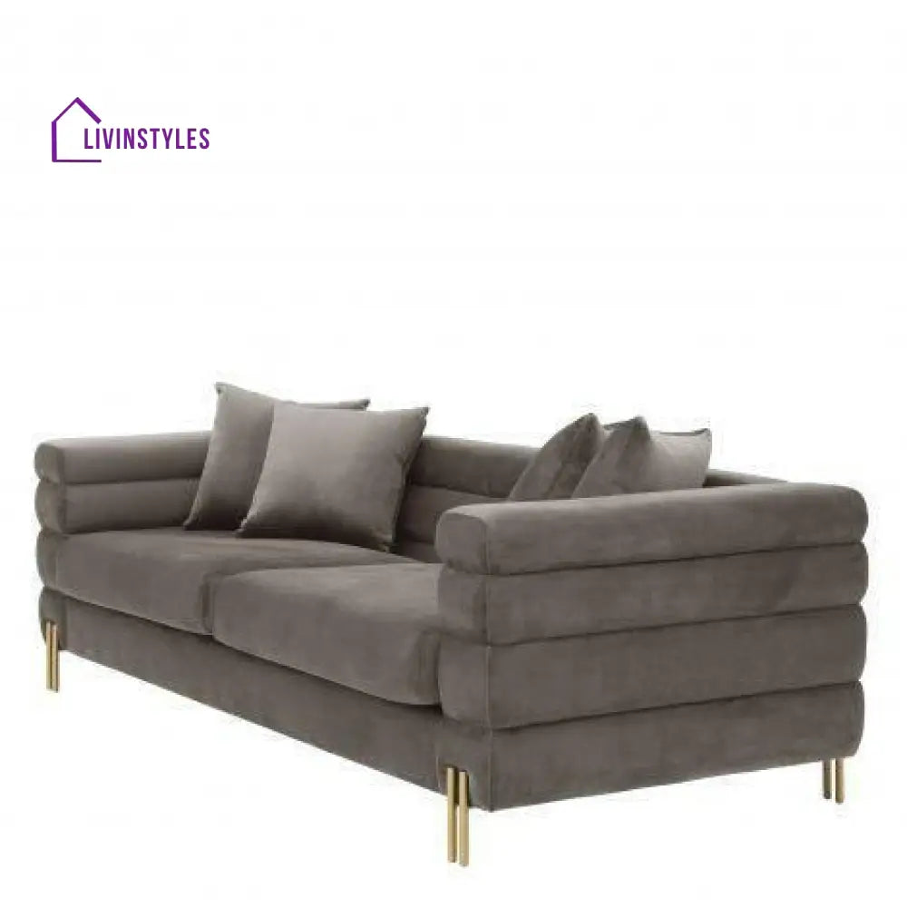 Kapiton Sofa York Sovana Grey Velvet and Steel Legs Living