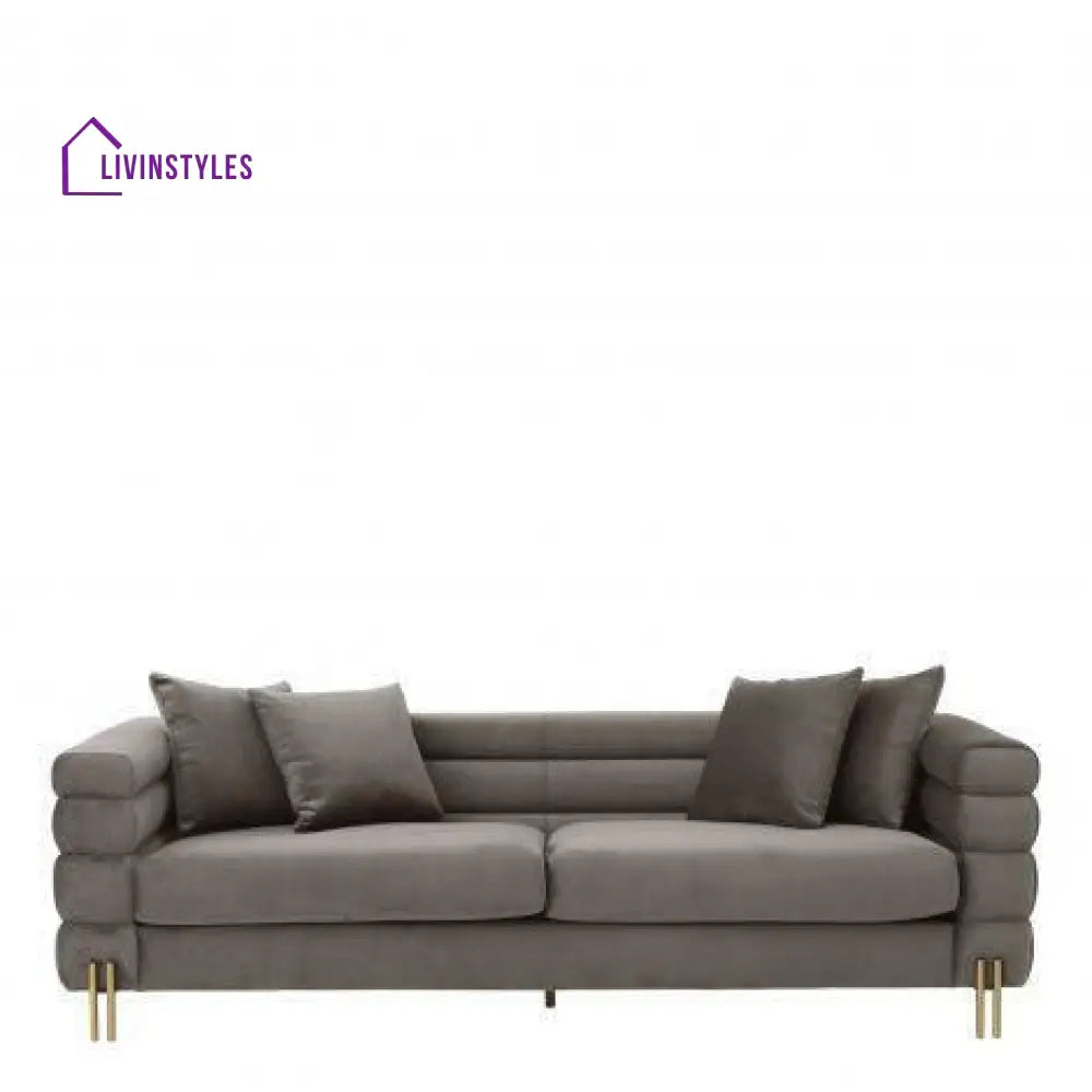 Kapiton Sofa York Sovana Grey Velvet and Steel Legs Living