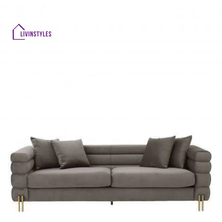 Kapiton Sofa York Sovana Grey Velvet and Steel Legs Living