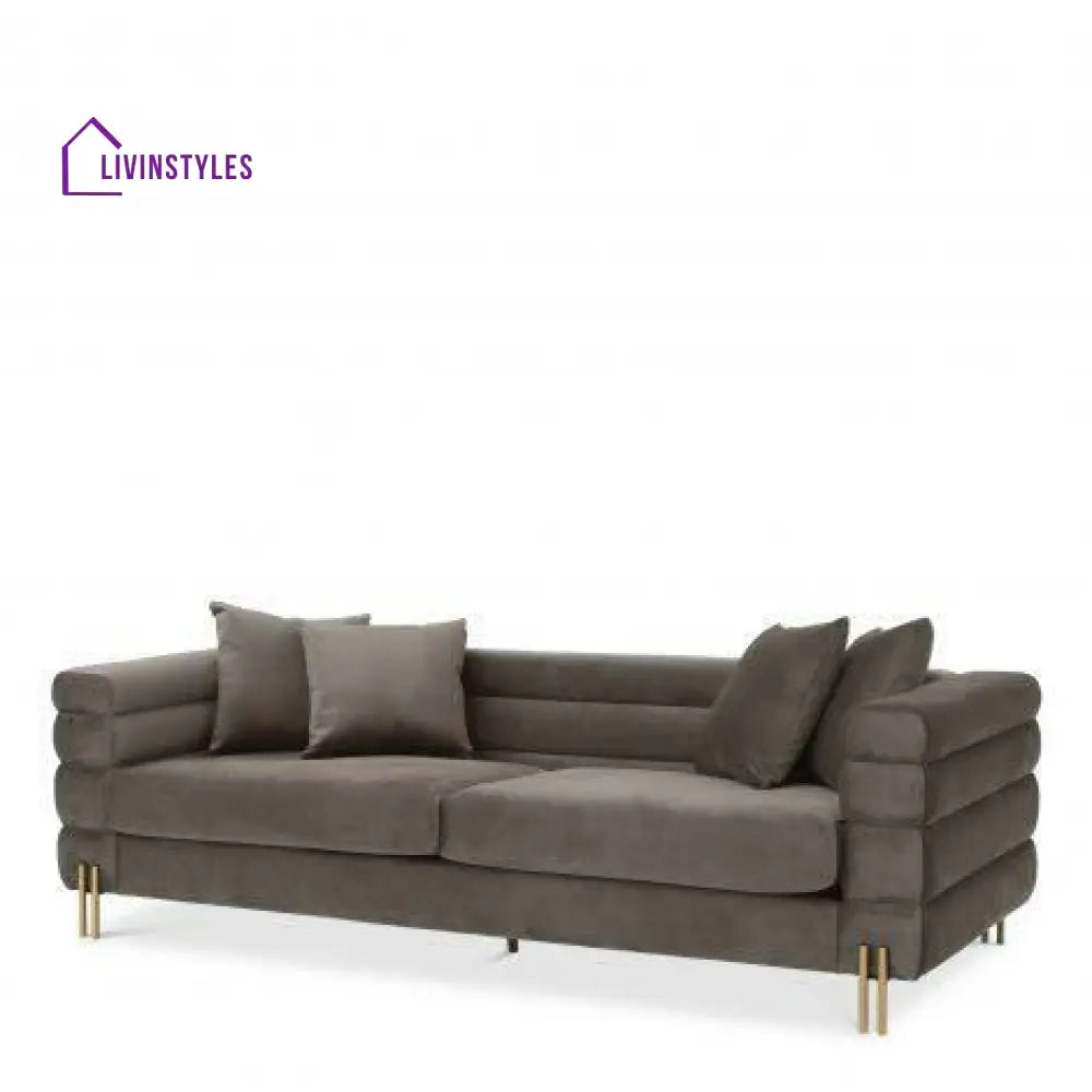 Kapiton Sofa York Sovana Grey Velvet and Steel Legs Living