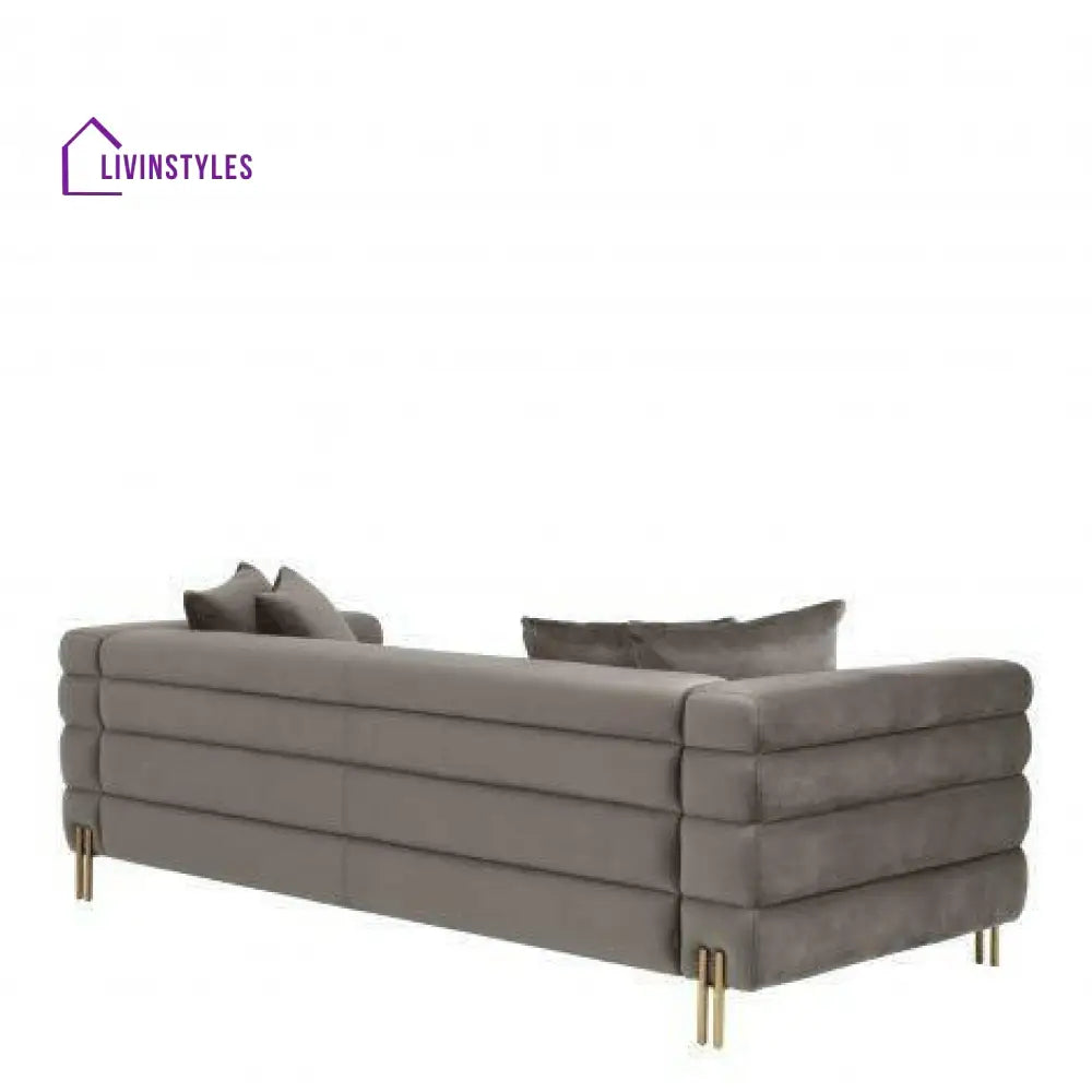 Kapiton Sofa York Sovana Grey Velvet and Steel Legs Living
