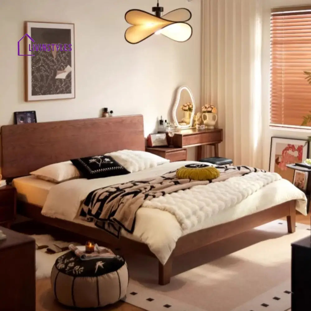 Karina Solid Walnut Wood Bed for Luxury Homes