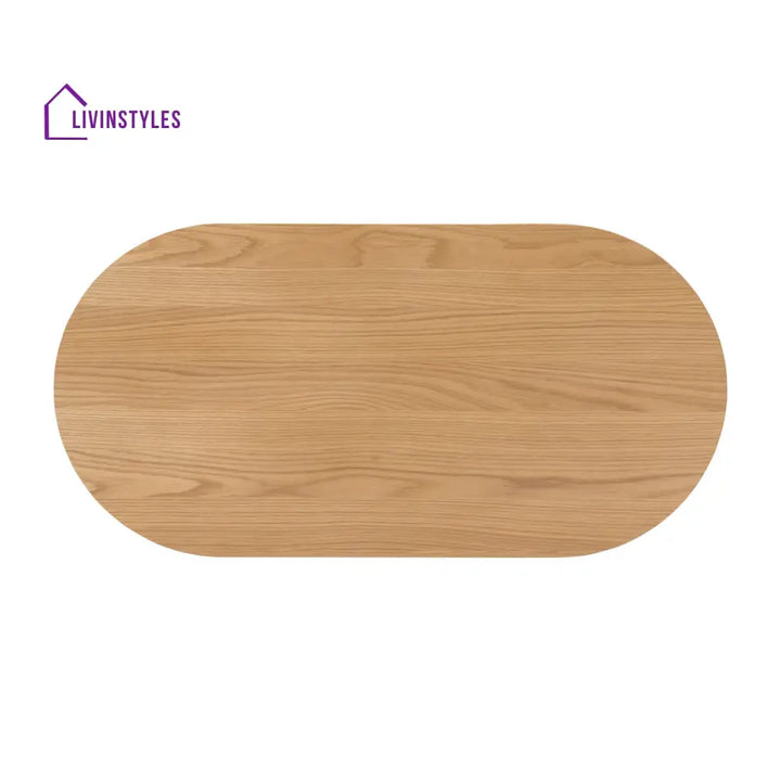 Kartik Mid Century Modern Oval Coffee Table with Storage Drawer Natural Mango Wood Slatted Design | Stylish Living Room