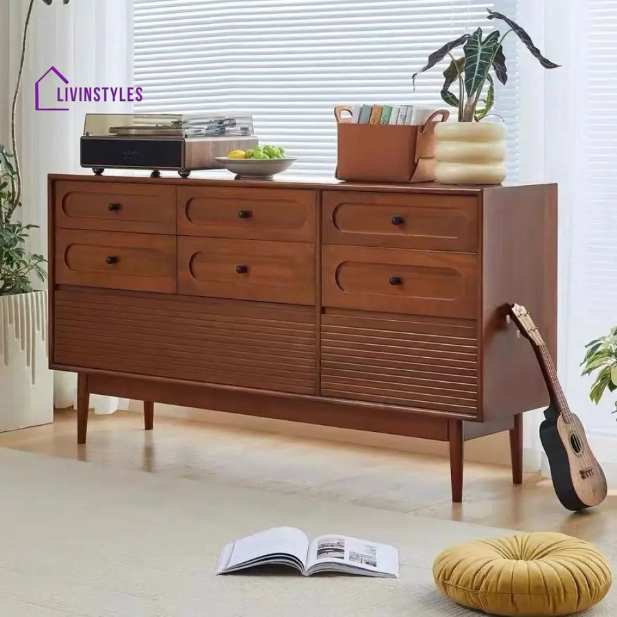 Kira Solid Walnut Wood Chest of Drawers for Luxury Homes