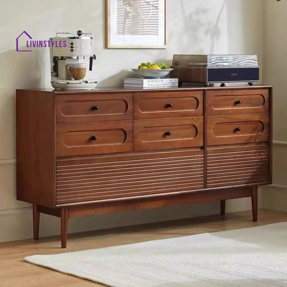 Kira Solid Walnut Wood Chest of Drawers for Luxury Homes