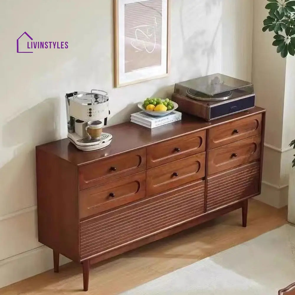 Kira Solid Walnut Wood Chest of Drawers for Luxury Homes
