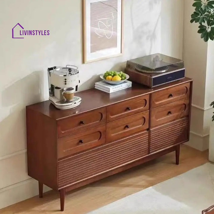 Kira Solid Walnut Wood Chest of Drawers for Luxury Homes