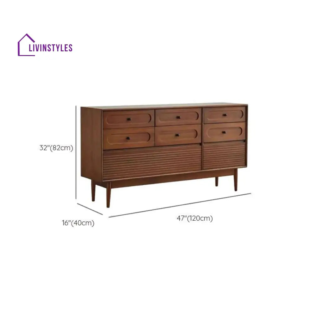 Kira Solid Walnut Wood Chest of Drawers for Luxury Homes