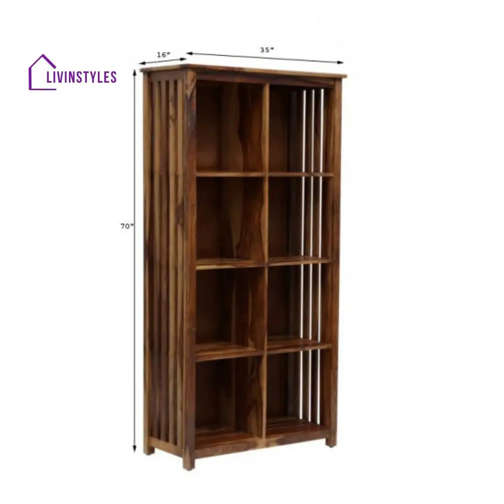 Kratika Large Vertical Bookshelf Strip Design (Standard Honey Finish)