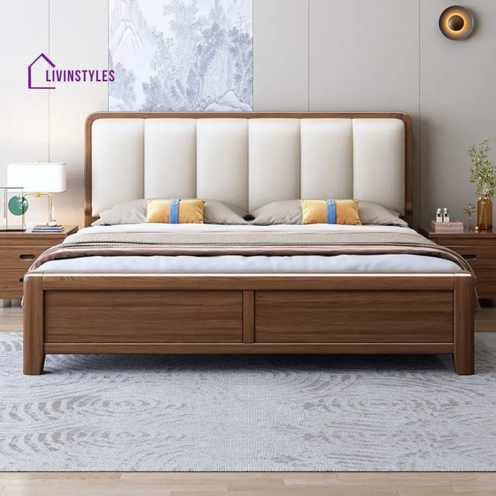 Ludmila Solid Walnut Wood Bed for Luxury Homes