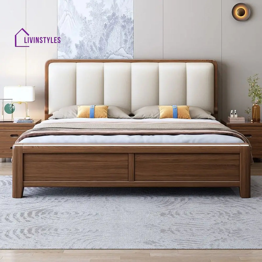 Ludmila Solid Walnut Wood Bed for Luxury Homes