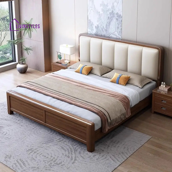 Ludmila Solid Walnut Wood Bed for Luxury Homes