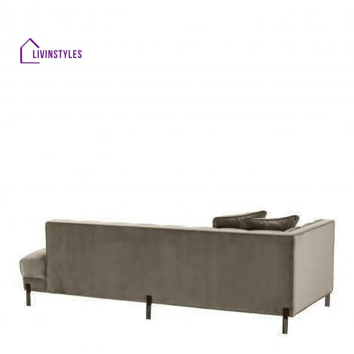 Luka Lounge Sofa Velvet with Black Legs Left Living