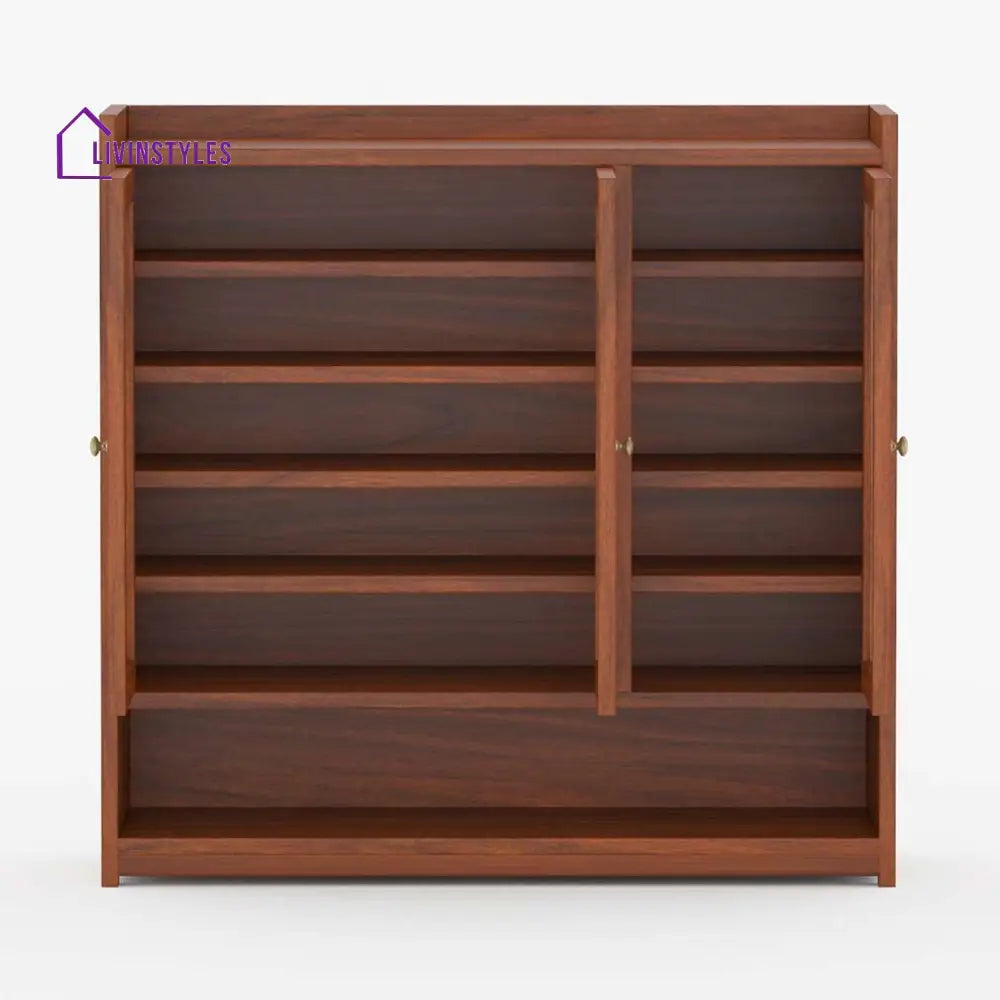 Mahi Solid Wood Acacia Cane Shoe Rack (Honey Finish)