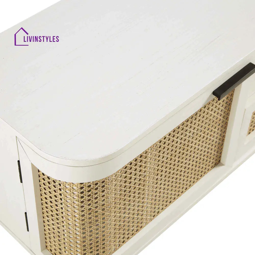 Izzy Curved Rattan 150cm TV Unit White TV Stands & Media Storage