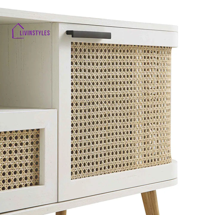 Izzy Curved Rattan 150cm TV Unit White TV Stands & Media Storage
