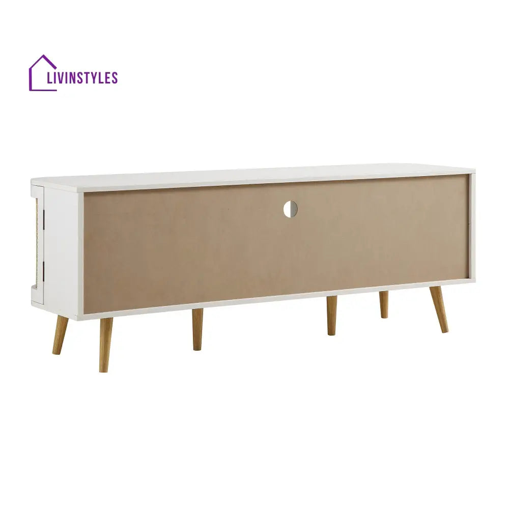 Izzy Curved Rattan 150cm TV Unit White TV Stands & Media Storage