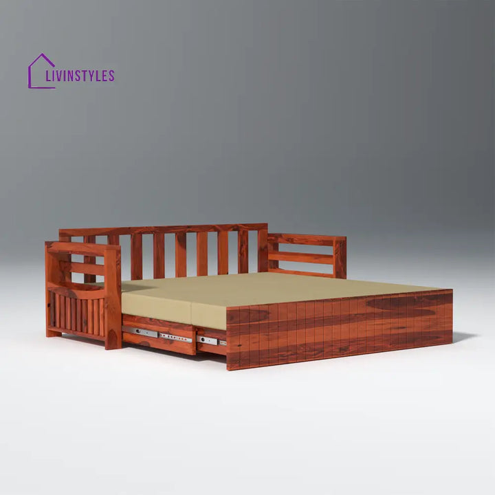 Matvey Retreat Sofa Cum Bed With Box Storage In Reddish Rosewood sofa