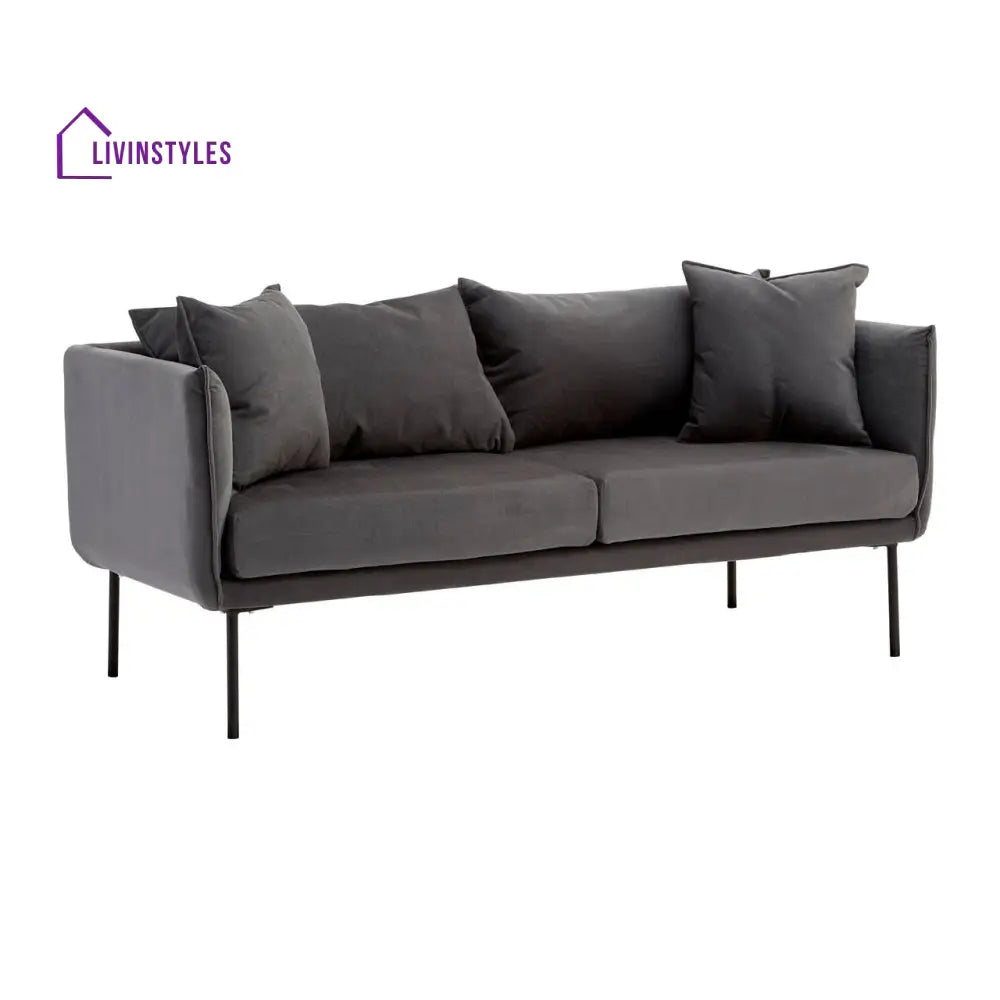 Mechislav Two Seater Grey Sofa Living