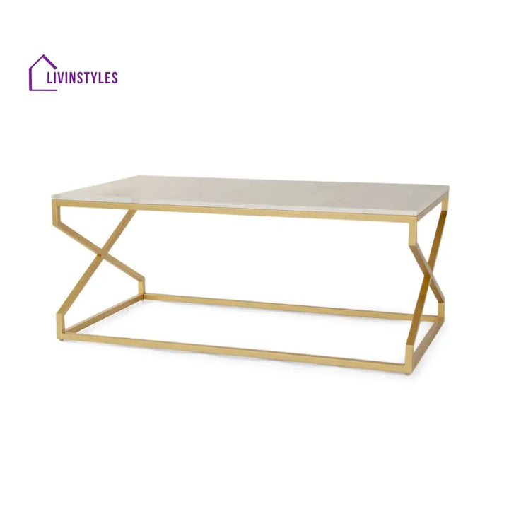 Melbourne Marble Coffee Table In Gold Finish