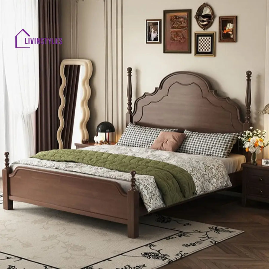 Milana Solid Walnut Wood Bed for Luxury Homes