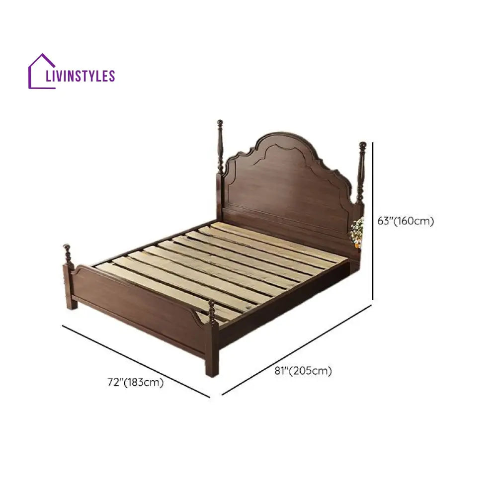Milana Solid Walnut Wood Bed for Luxury Homes