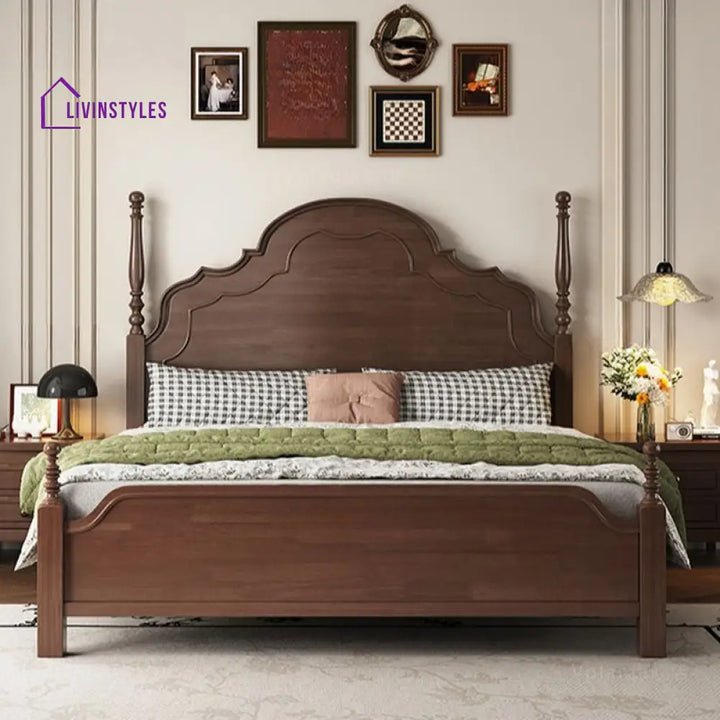Milana Solid Walnut Wood Bed for Luxury Homes