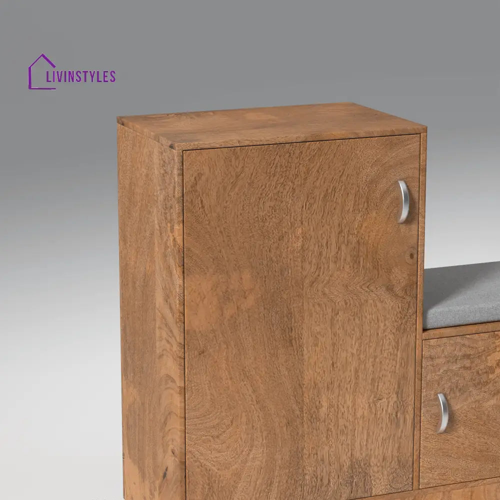 Milena Mango Wood Shoe Rack in Natural Finish