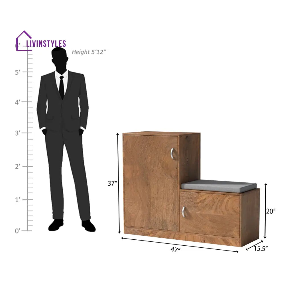 Milena Mango Wood Shoe Rack in Natural Finish