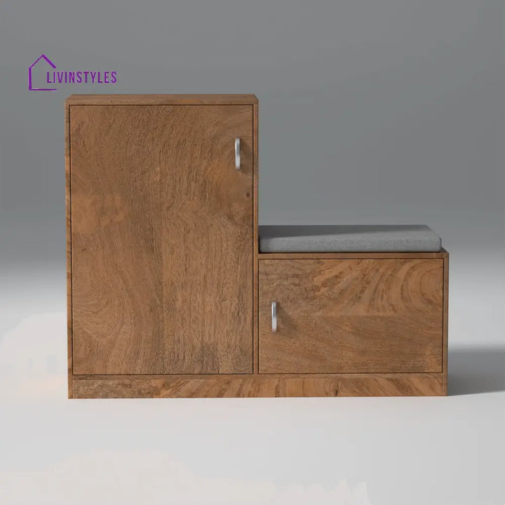 Milena Mango Wood Shoe Rack in Natural Finish