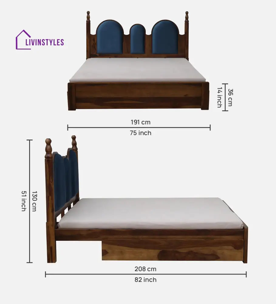 Millie Sheesham King Size Bed With Drawer Storage