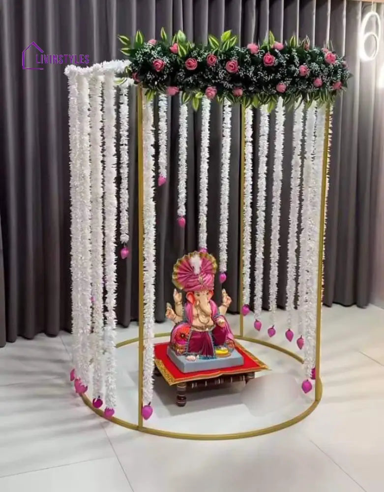 Mohan Backdrop Round Mandir Stand For Decorating Ganpati Fest