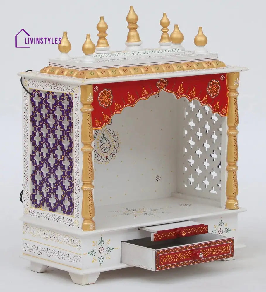Multicolor Sheesham Wood & MDF Pooja Mandir Without Door, - Ouch Cart