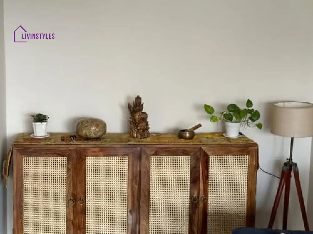 Myra 4 Door Mango Wood & Cane Door Cabinets and Sideboard