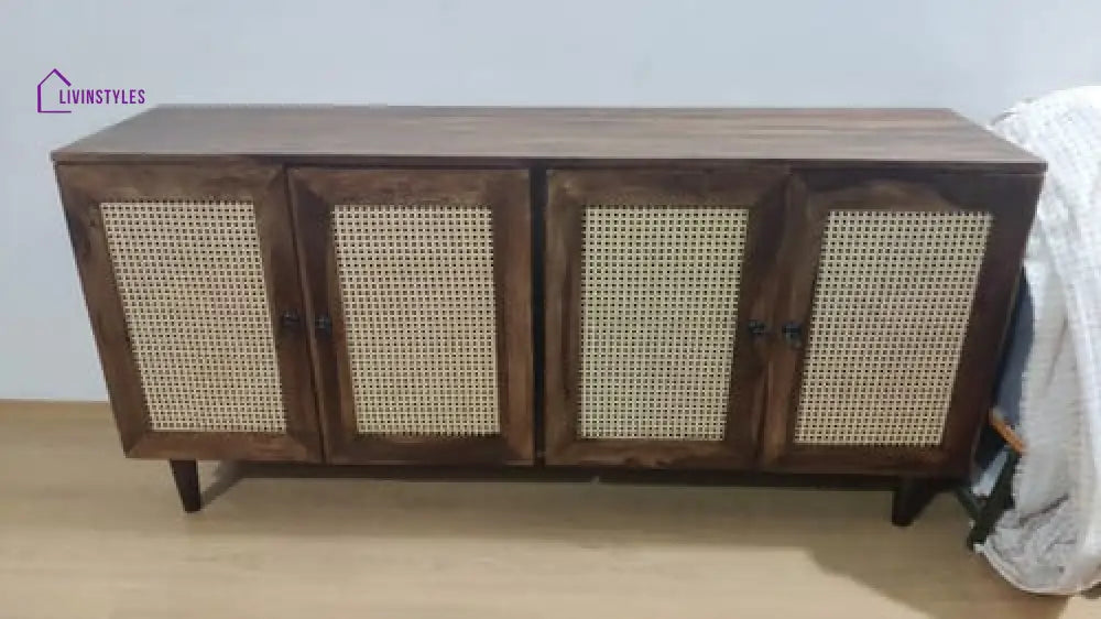 Myra 4 Door Mango Wood & Cane Door Cabinets and Sideboard