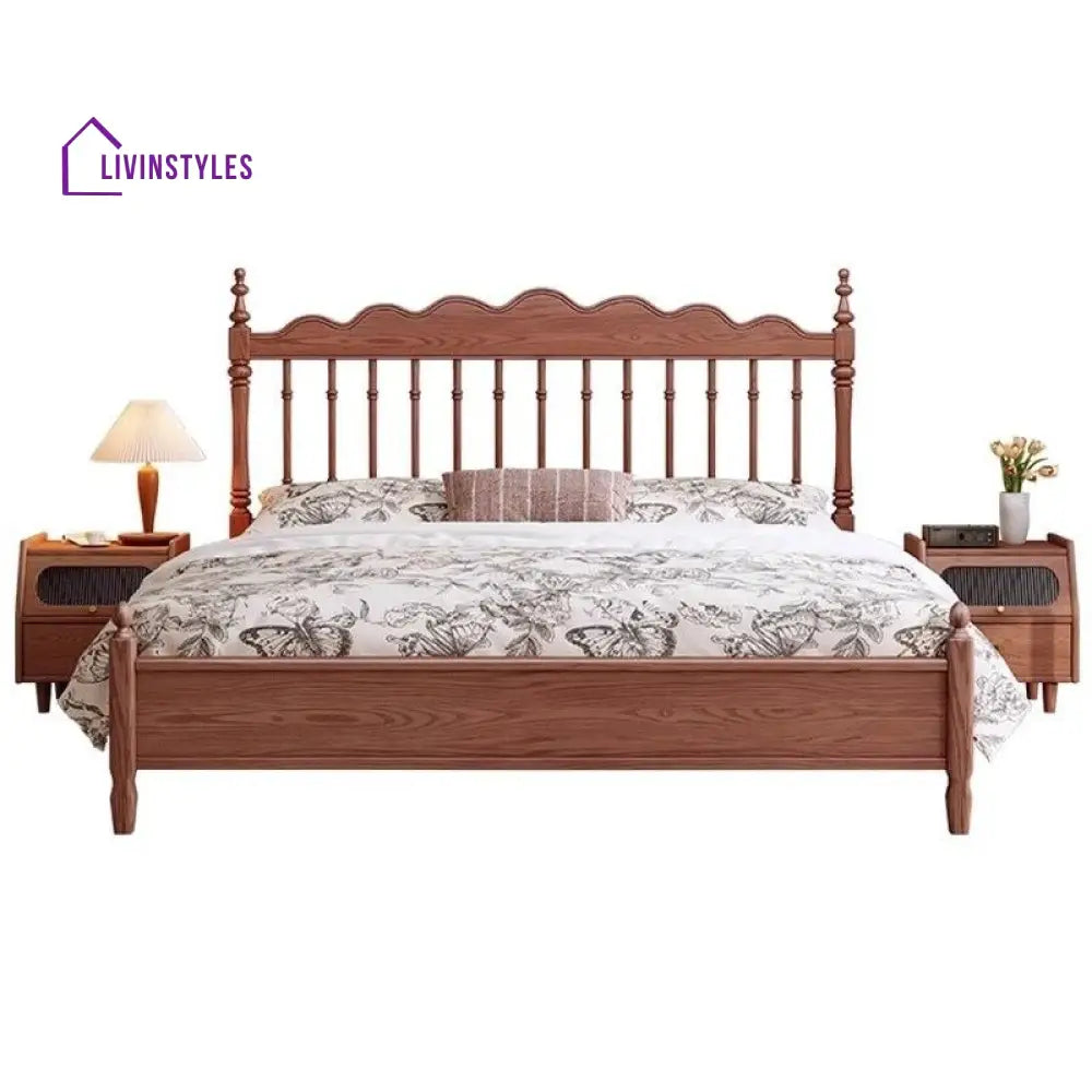 Natalia Solid Walnut Wood Bed for Luxury Homes